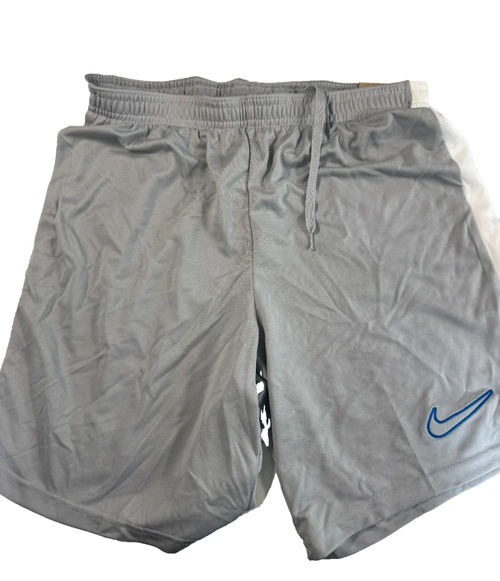 Nike Men's Dri-FIT Academy Soccer Shorts Slim Fit Gray/White Size Medium NWT